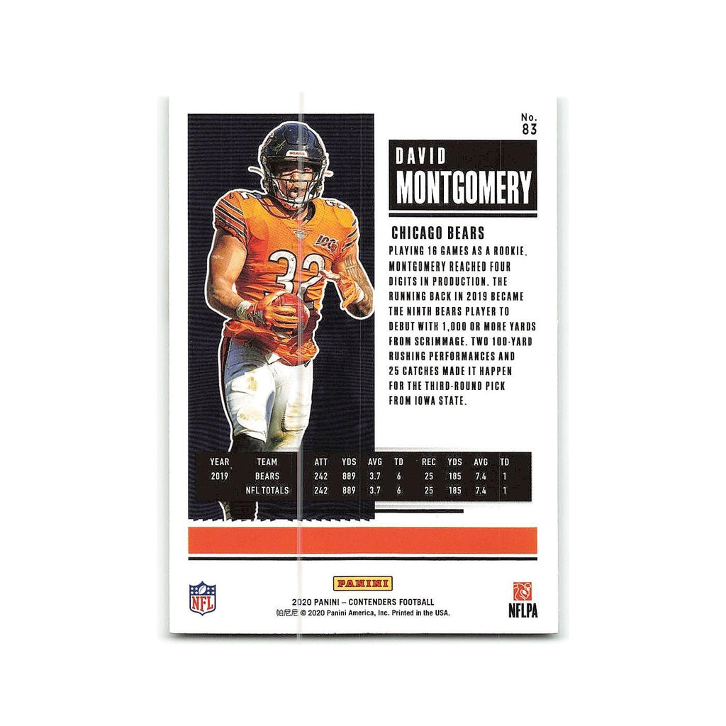 David Montgomery 2020 Panini Contenders #83 Chicago Bears Football Card NM