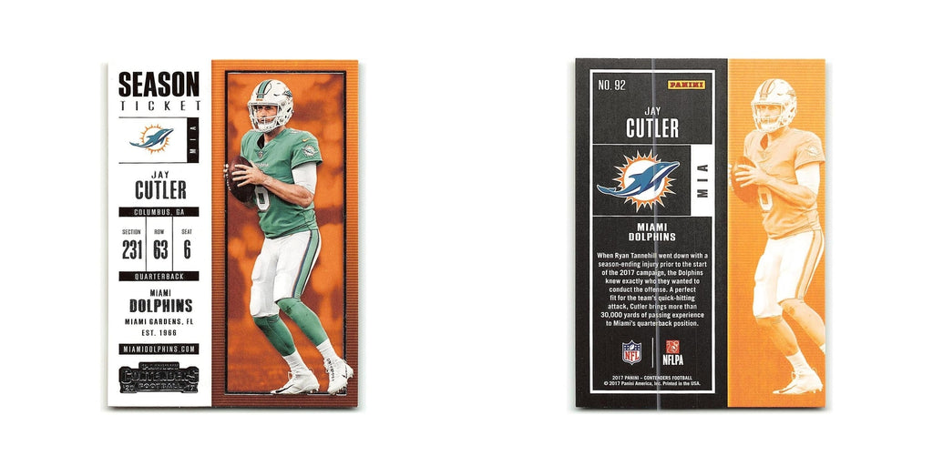 Jay Cutler 2017 Panini Contenders #92 Miami Dolphins Football Card NM