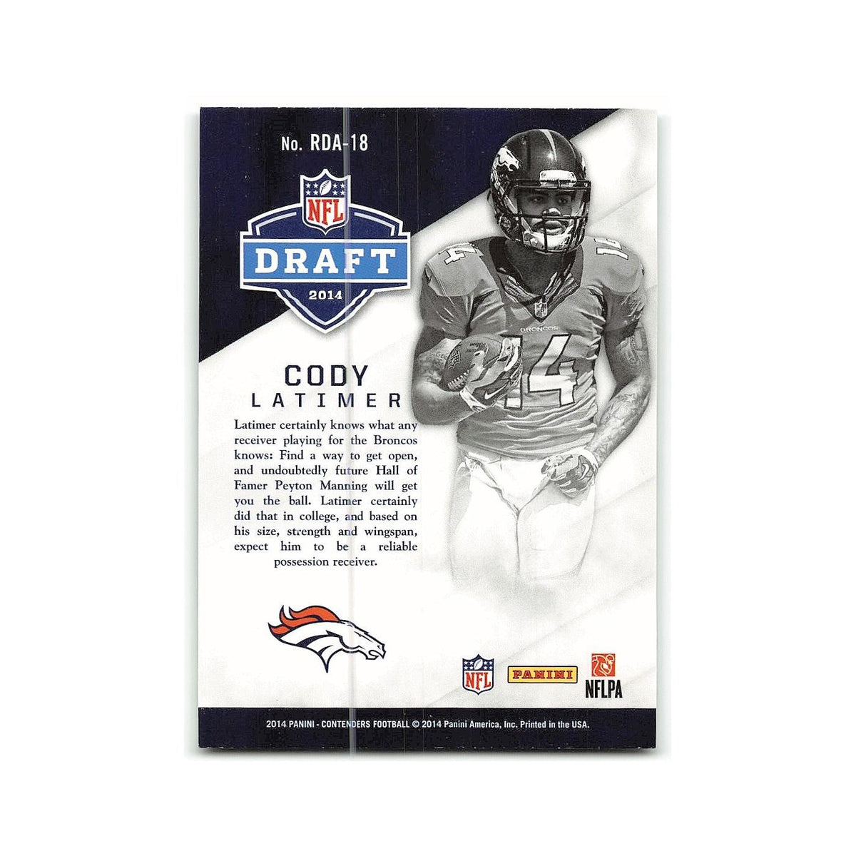 Cody Latimer 2014 Panini Contenders #RDA-18 Denver Broncos Football Card NM