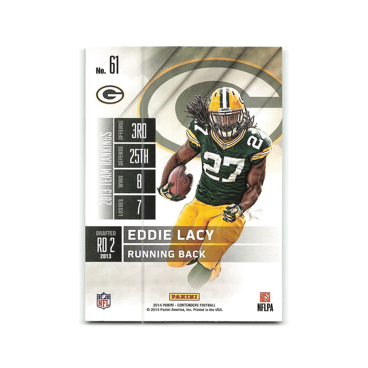 Eddie Lacy 2014 Panini Contenders #61 Green Bay Packers Football Card NM