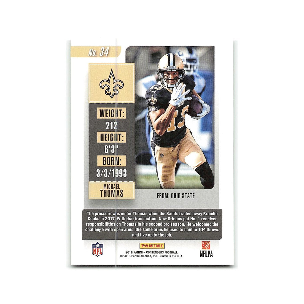 Michael Thomas 2018 Panini Contenders #34 New Orleans Saints Football Card NM