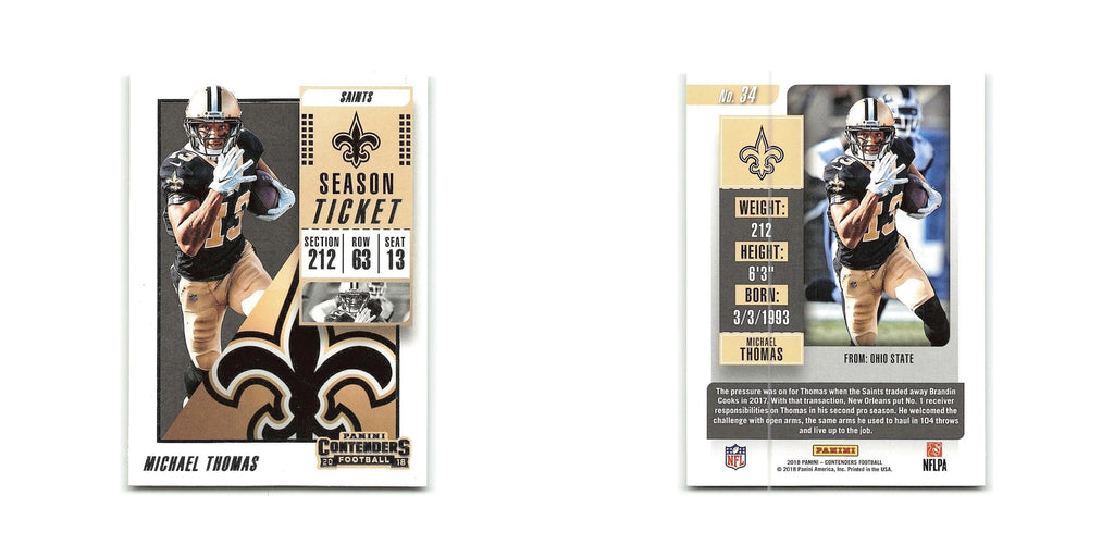 Michael Thomas 2018 Panini Contenders #34 New Orleans Saints Football Card NM