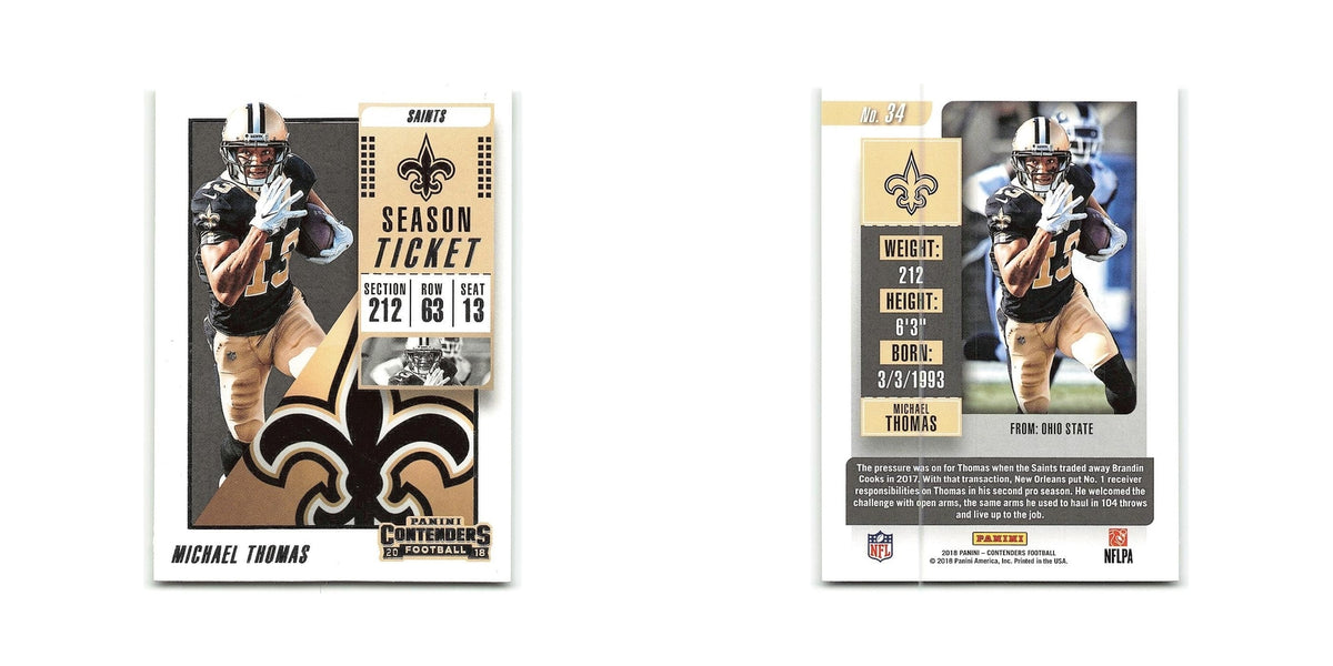 Michael Thomas 2018 Panini Contenders #34 New Orleans Saints Football Card NM
