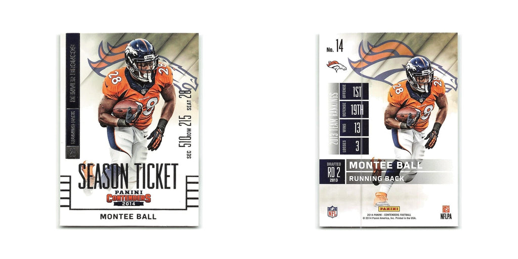 Montee Ball 2014 Panini Contenders #14 Denver Broncos Football Card NM