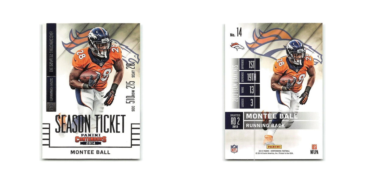 Montee Ball 2014 Panini Contenders #14 Denver Broncos Football Card NM