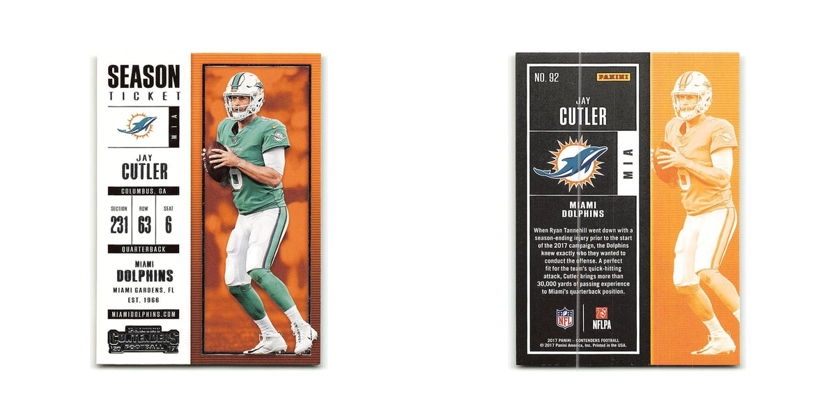 Jay Cutler 2017 Panini Contenders #92 Miami Dolphins Football Card NM