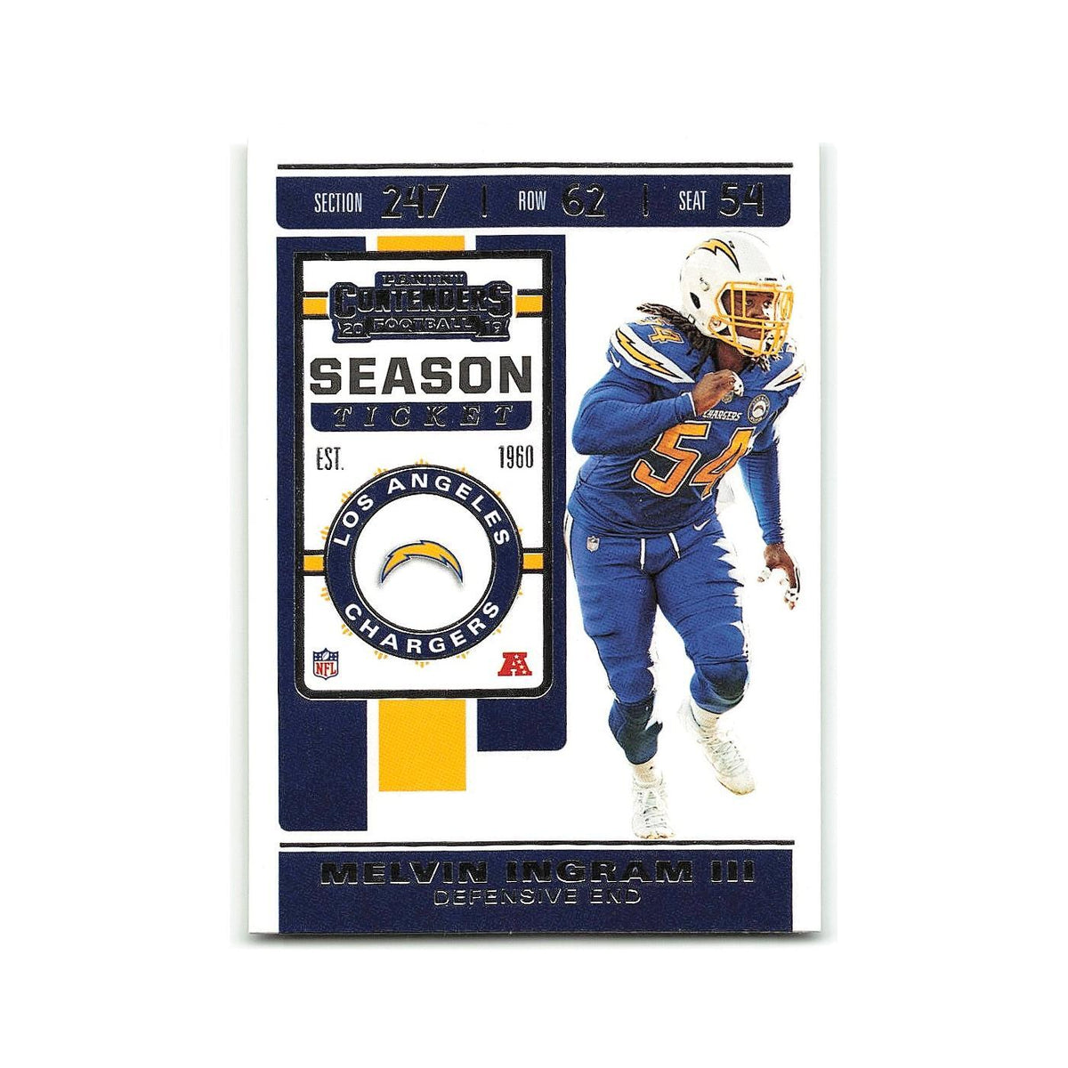 Melvin Ingram III 2019 Panini Contenders #50 Los Angeles Chargers NM