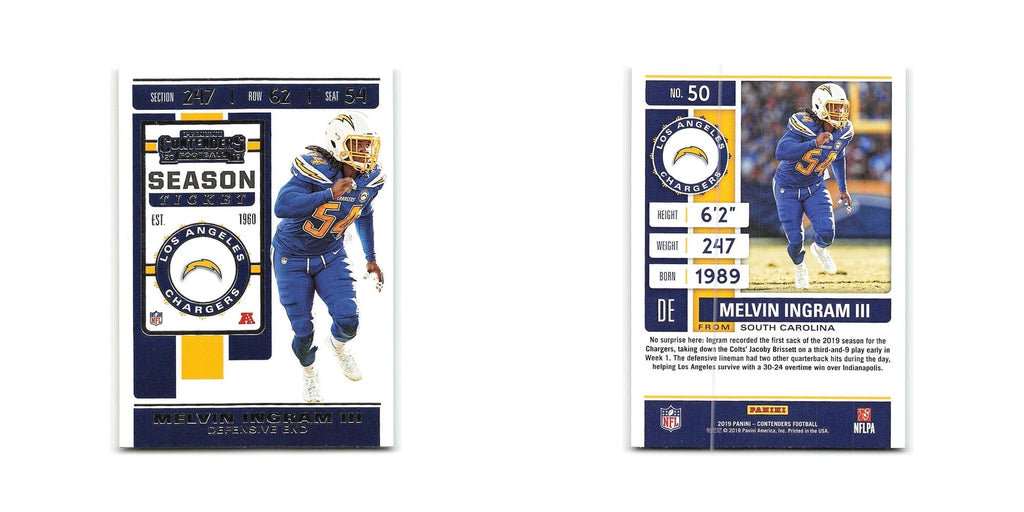 Melvin Ingram III 2019 Panini Contenders #50 Los Angeles Chargers NM