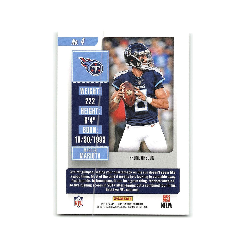 Marcus Mariota 2018 Panini Contenders #4 Tennessee Titans Football Card NM