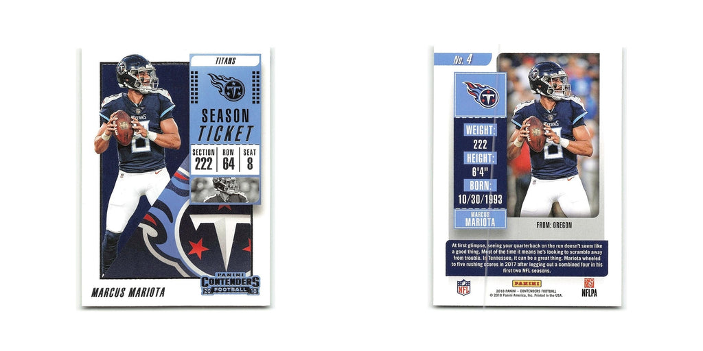 Marcus Mariota 2018 Panini Contenders #4 Tennessee Titans Football Card NM