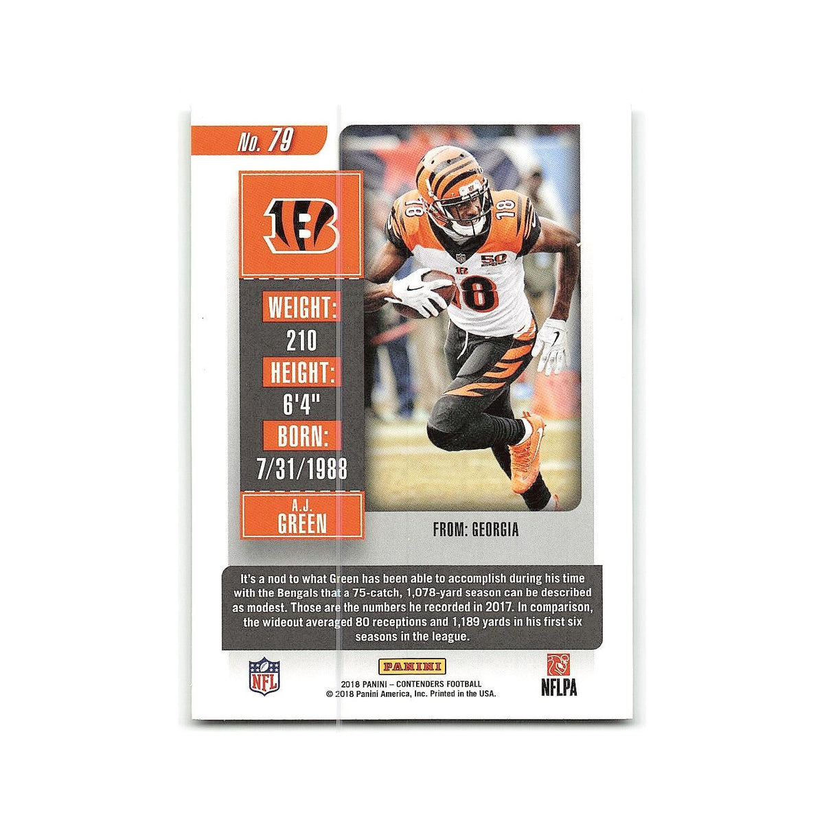 A.J. Green 2018 Panini Contenders #79 Cincinnati Bengals Football Card NM