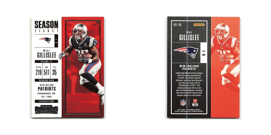 Mike Gillislee 2017 Panini Contenders #98 New England Patriots Football Card NM