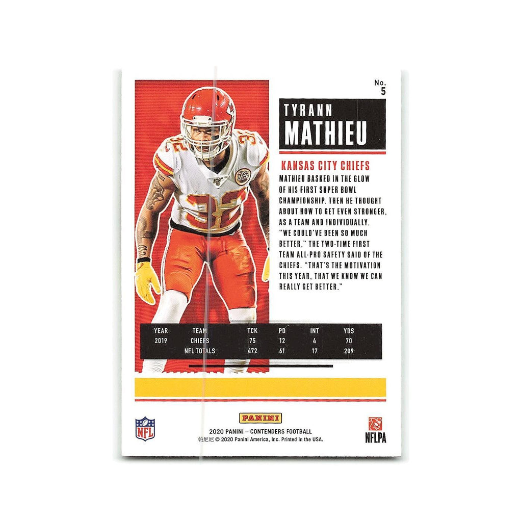 Tyrann Mathieu 2020 Panini Contenders #5 Kansas City Chiefs Football Card NM