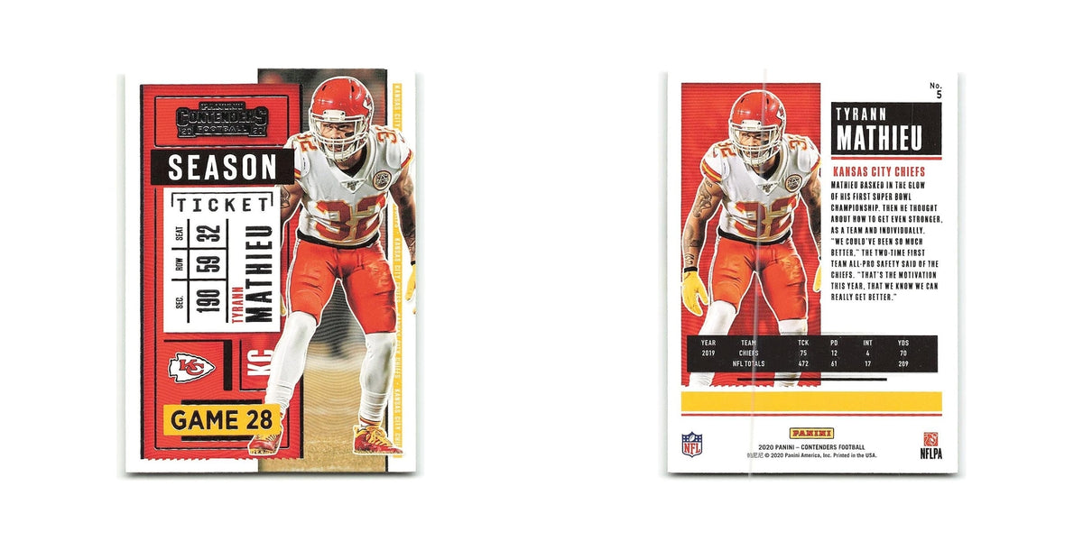 Tyrann Mathieu 2020 Panini Contenders #5 Kansas City Chiefs Football Card NM