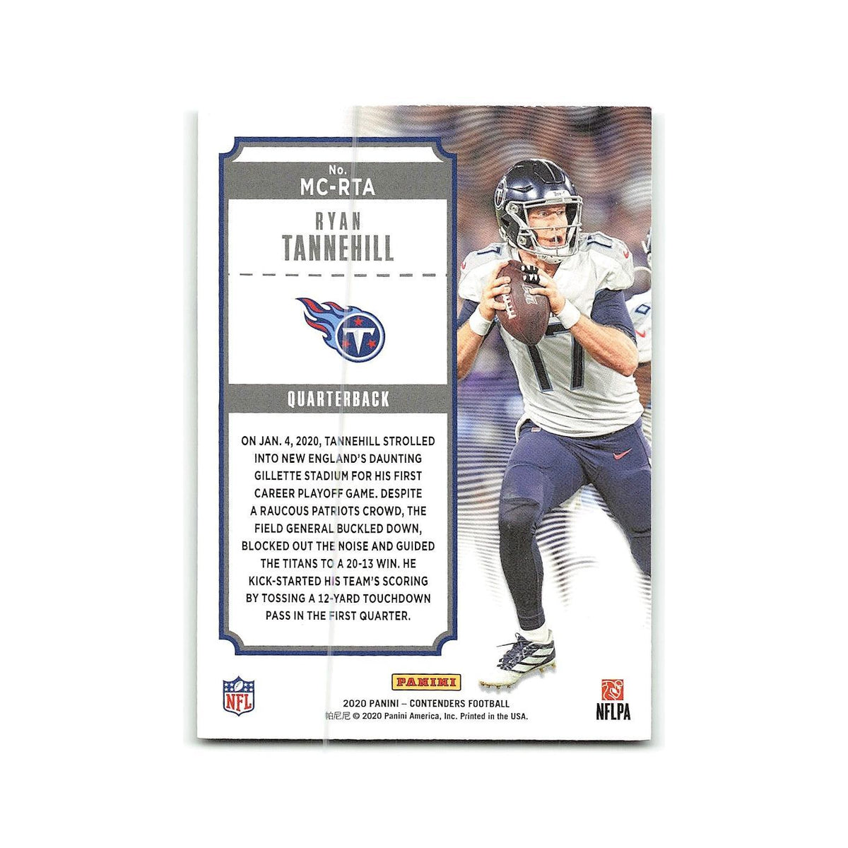 Ryan Tannehill 2020 Panini Contenders MVP #MC-RTA Tennessee Titans NM