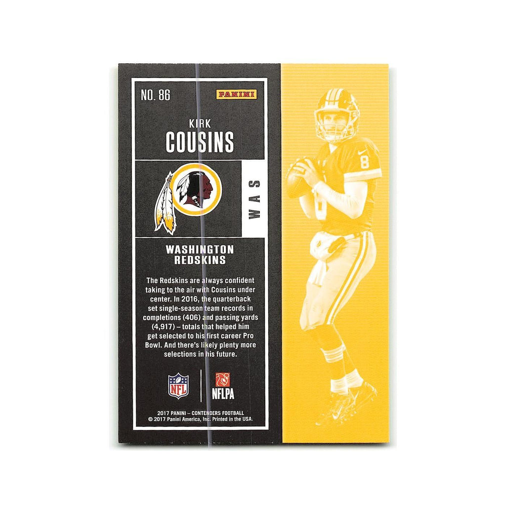 Kirk Cousins 2017 Panini Contenders #86 Washington Redskins Football Card NM