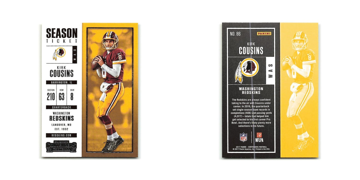 Kirk Cousins 2017 Panini Contenders #86 Washington Redskins Football Card NM