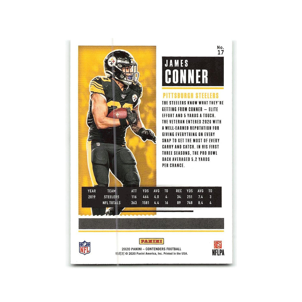 James Conner 2020 Panini Contenders #17 Pittsburgh Steelers Football Card NM