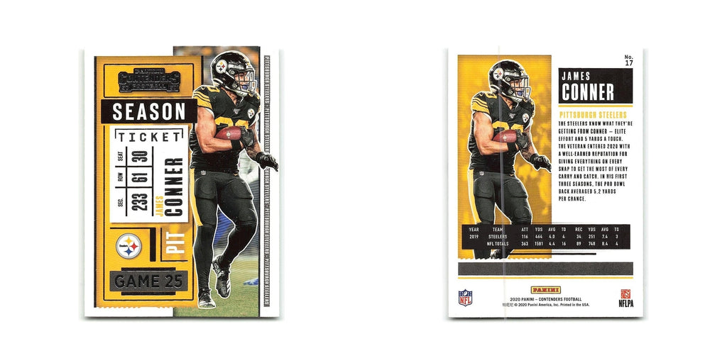 James Conner 2020 Panini Contenders #17 Pittsburgh Steelers Football Card NM