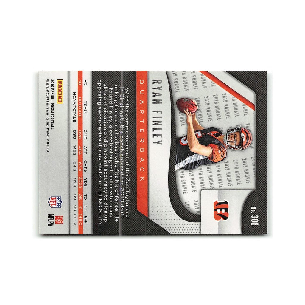 Ryan Finley 2019 Panini Prizm #306 Cincinnati Bengals Football Card NM