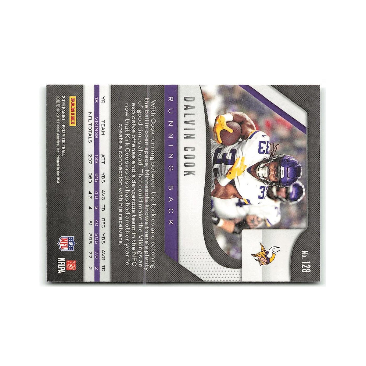 Dalvin Cook 2019 Panini Prizm #128 Minnesota Vikings Football Card NM