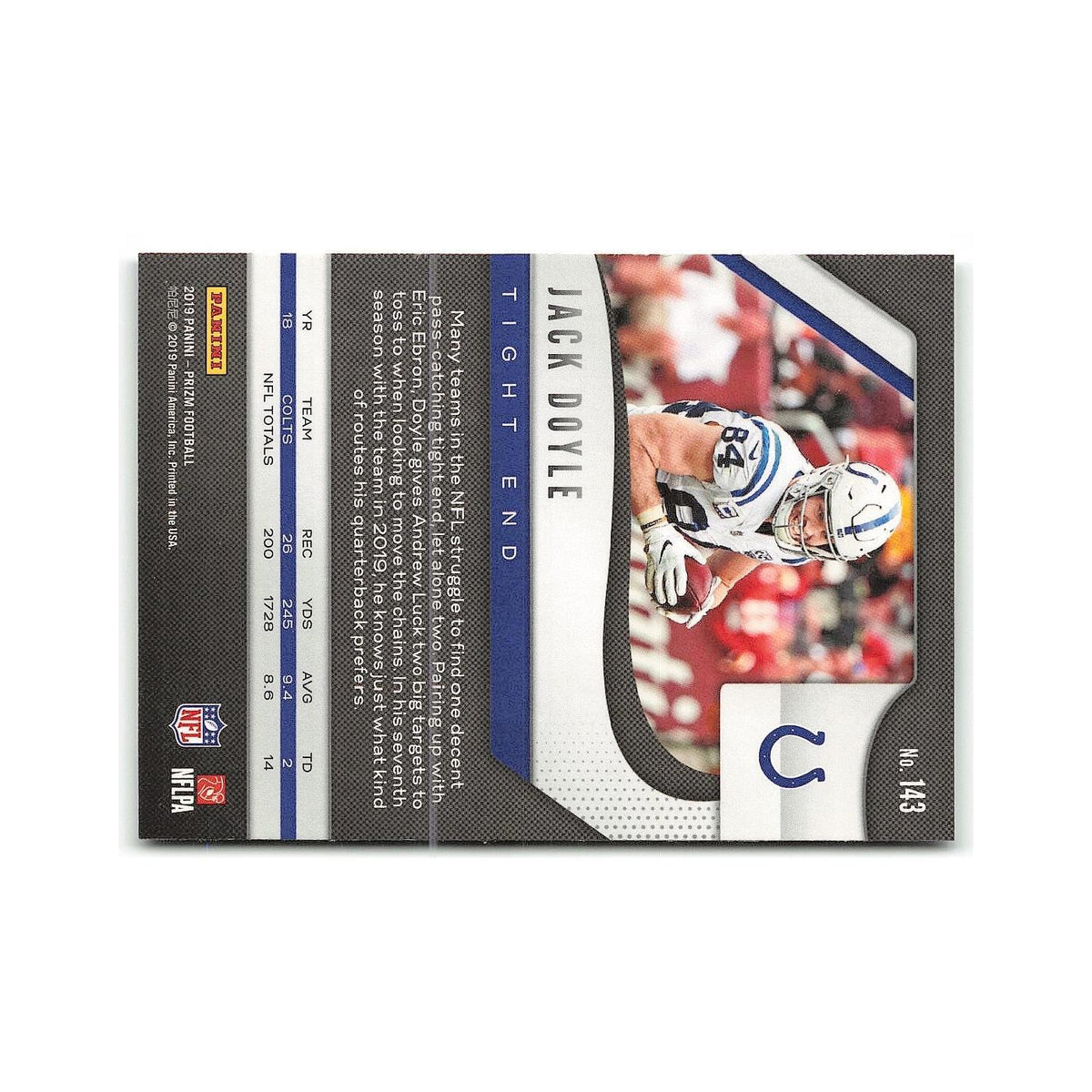 Jack Doyle 2019 Panini Prizm #143 Indianapolis Colts Football Card NM