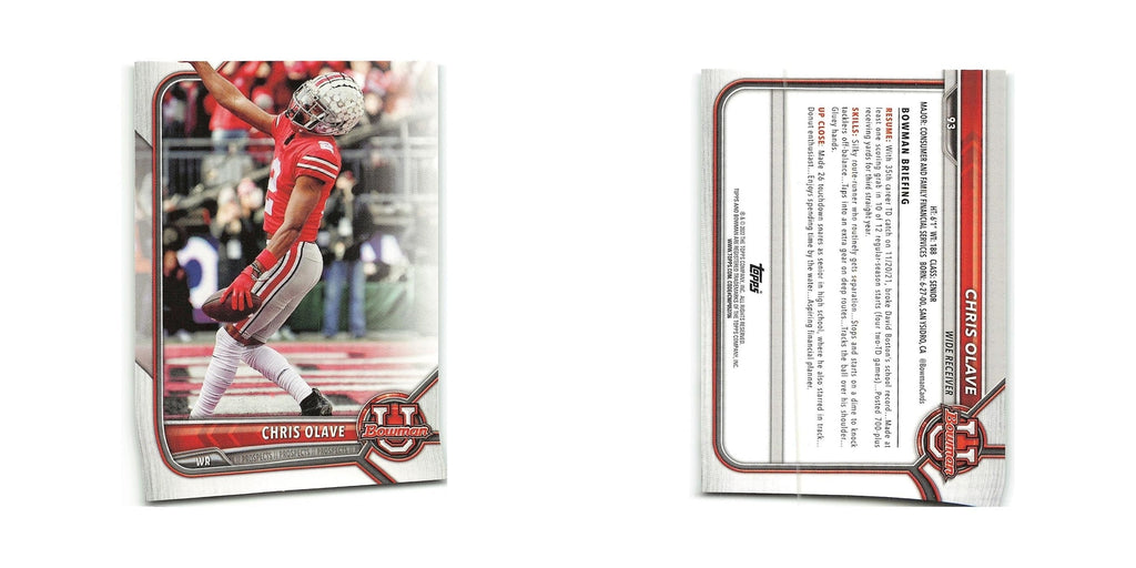 Chris Olave 2022 Bowman University #93 Ohio State Buckeyes Football Card NM