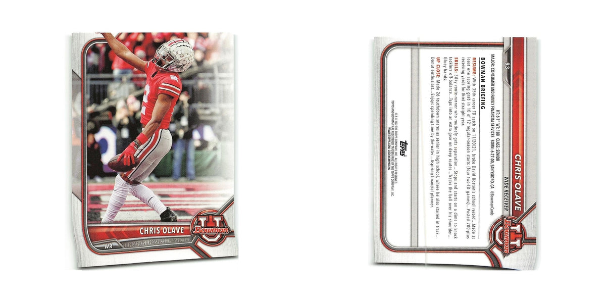 Chris Olave 2022 Bowman University #93 Ohio State Buckeyes Football Card NM
