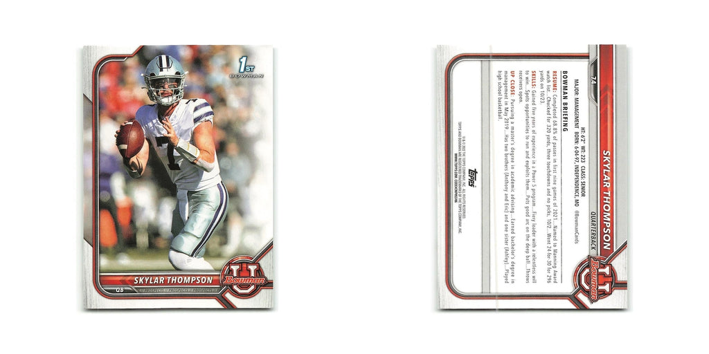 Skylar Thompson 2022 Bowman University #74 Kansas State Wildcats NM