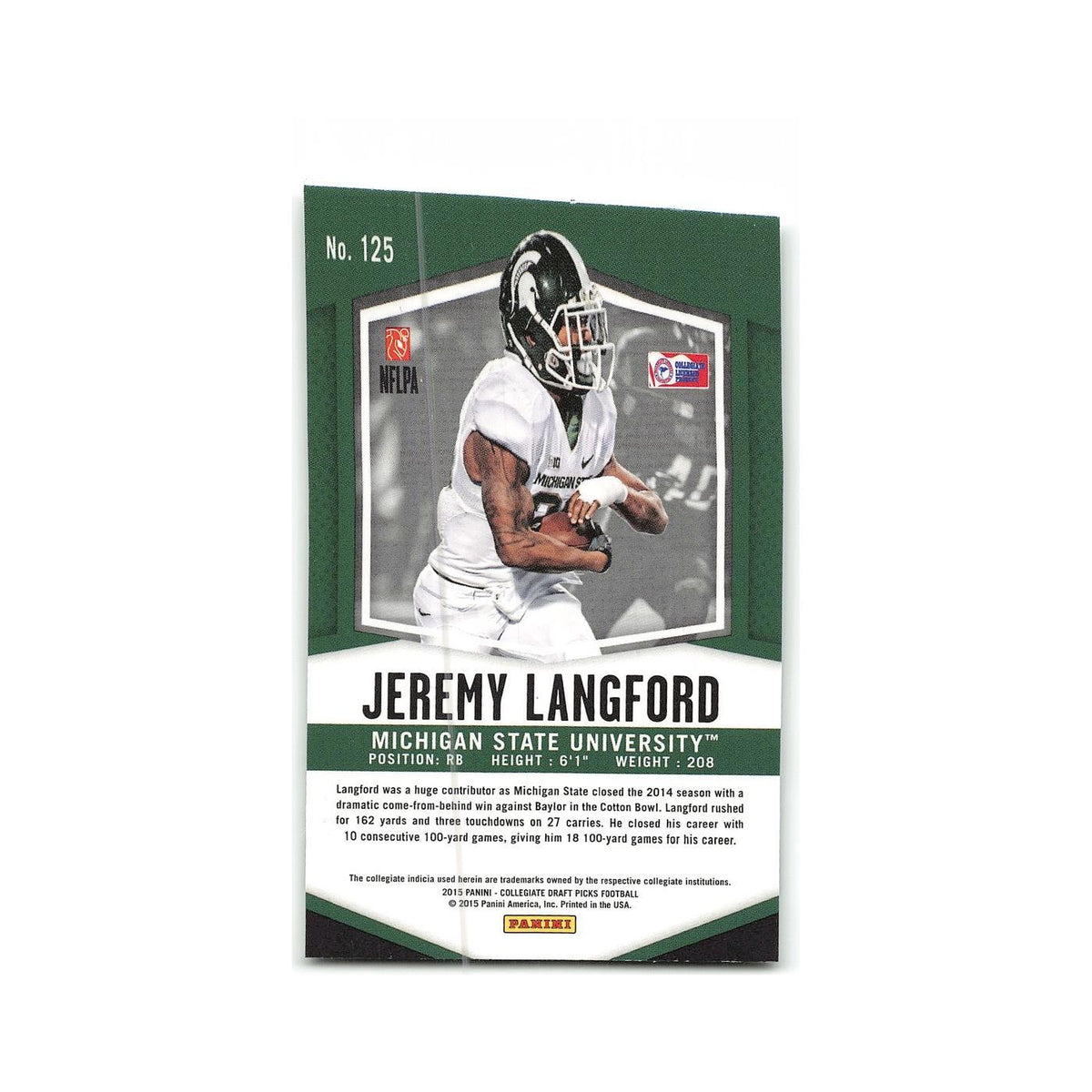 Jeremy Langford Rookie 2015 Panini Prizm Collegiate Draft Picks #125 NM