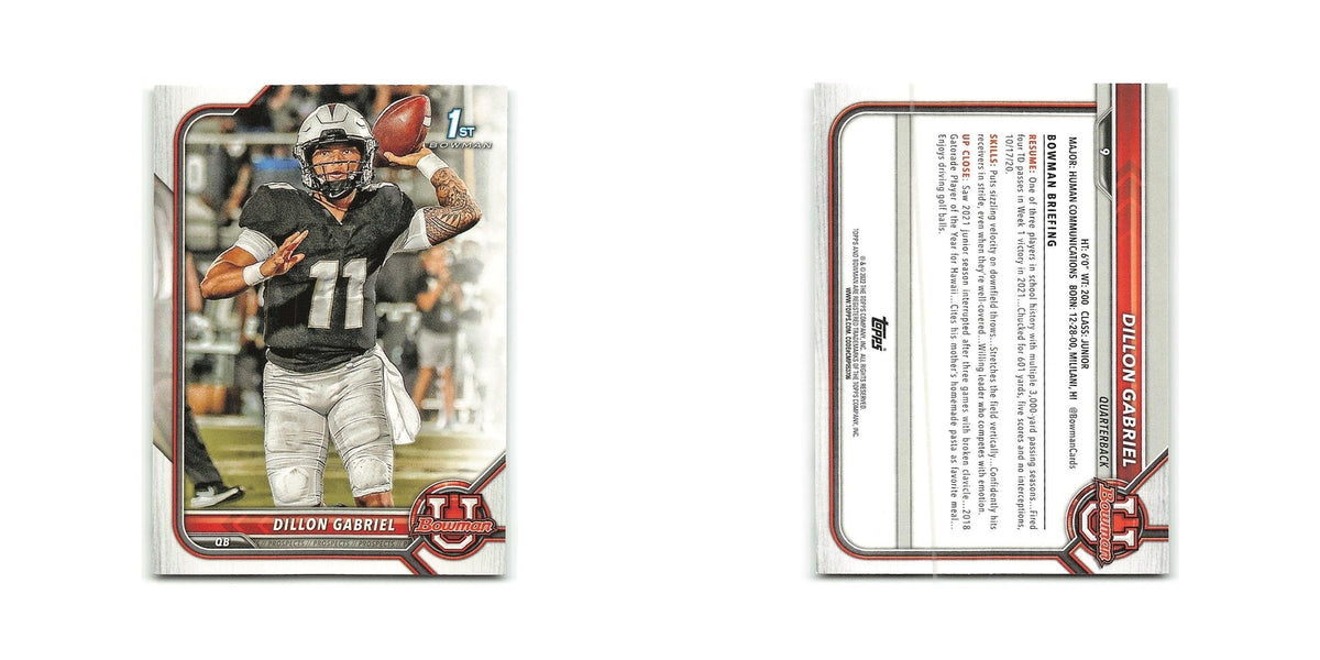 Dillon Gabriel 2022 Bowman University #12 Oklahoma Sooners Football Card NM