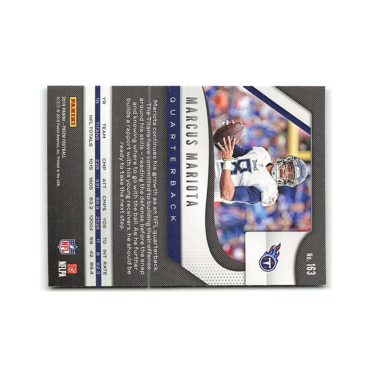 Marcus Mariota 2019 Panini Prizm #163 Tennessee Titans Football Card NM