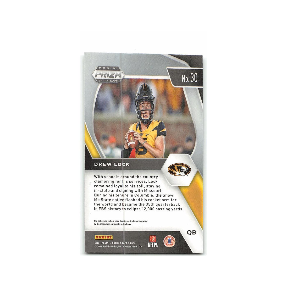 Drew Lock 2021 Panini Prizm Draft Picks Collegiate #30 Missouri Tigers NM