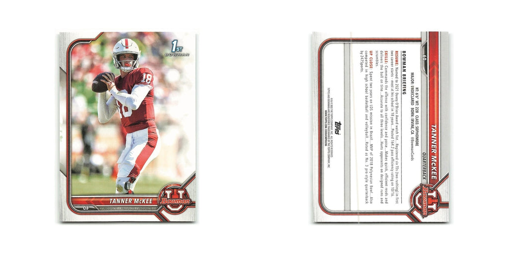 Tanner Mckee 2022 Bowman University #60 Stanford Cardinal Football Card NM