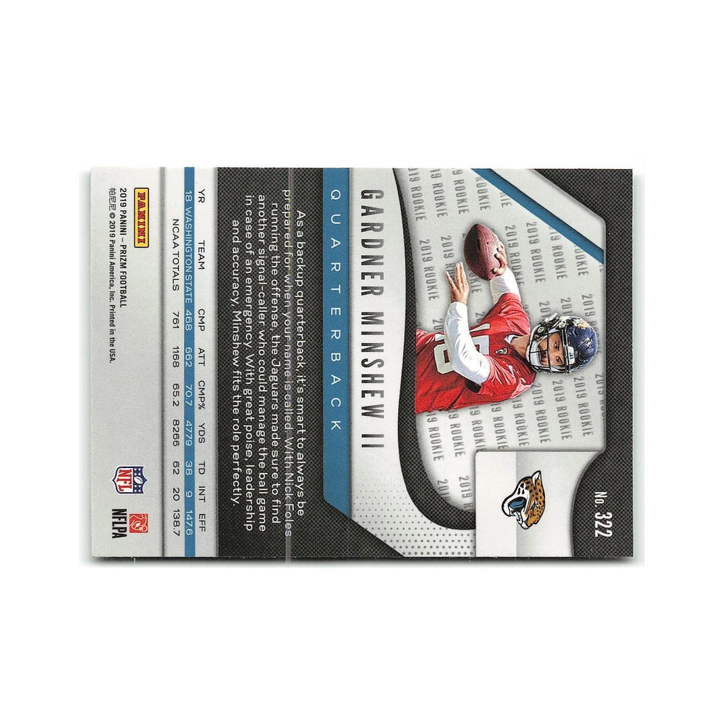Gardner Minshew II 2019 Panini Prizm #322 Jacksonville Jaguars Football Card NM