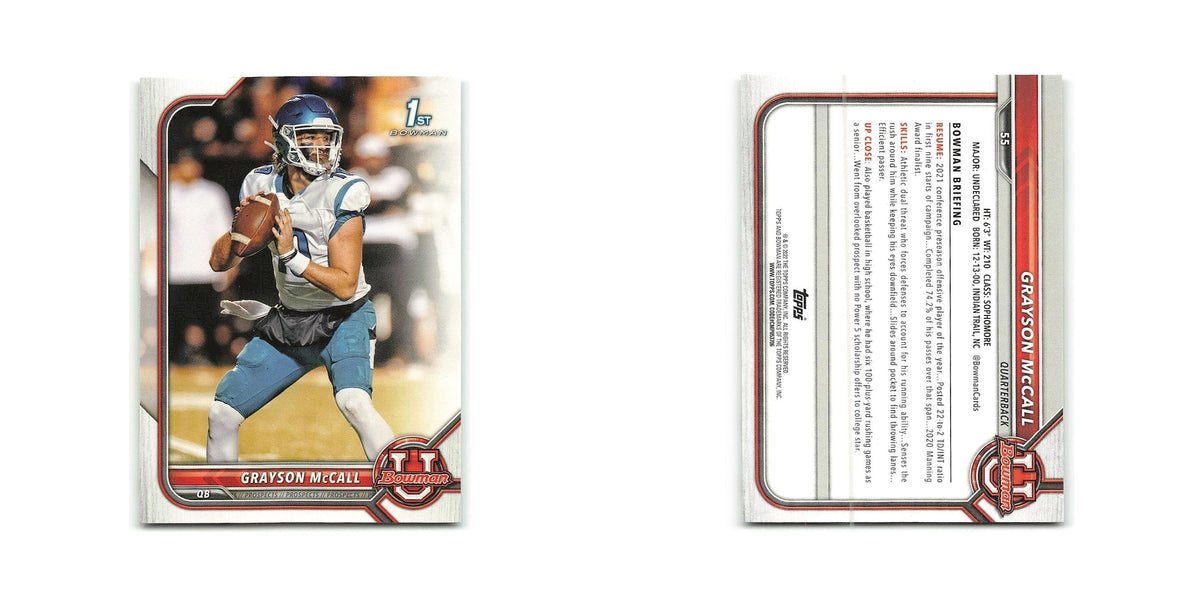 Grayson McCall 2022 Bowman University #55 Coastal Carolina Chanticleers NM