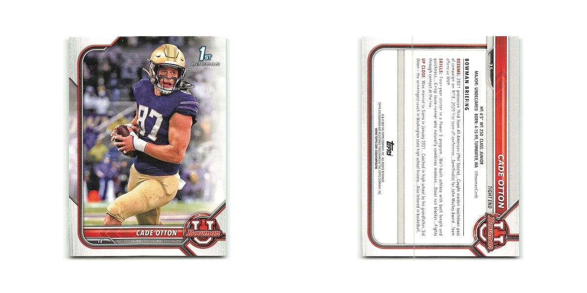 Cade Otton 2022 Bowman University #75 Washington Huskies Football Card NM