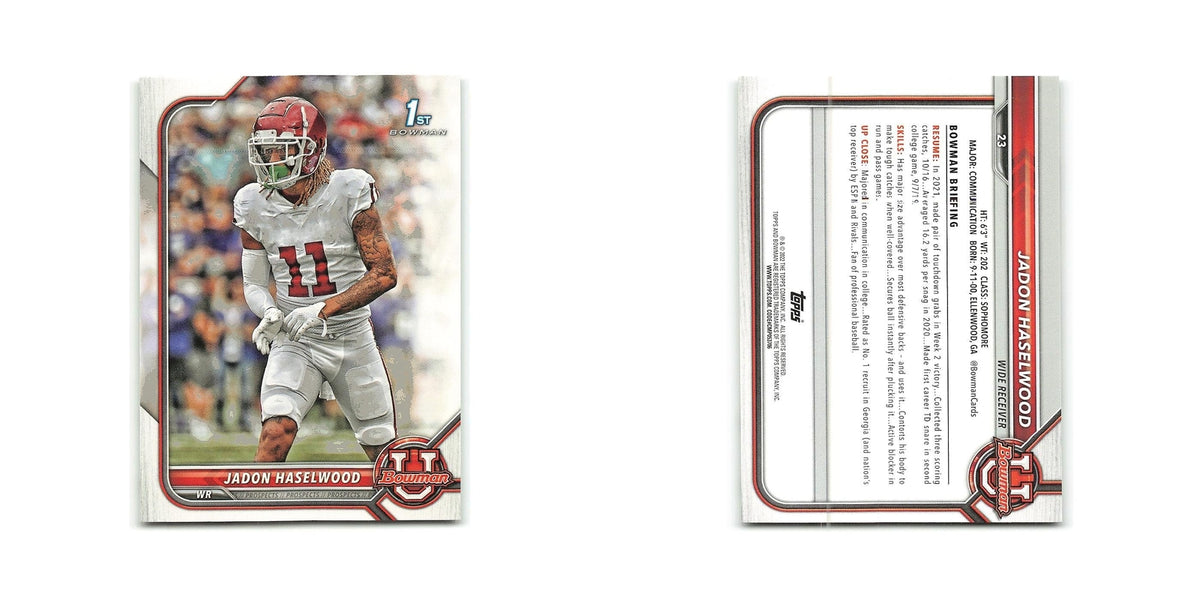 Jadon Haselwood 2022 Bowman University #23 Arkansas Razorbacks Football Card NM