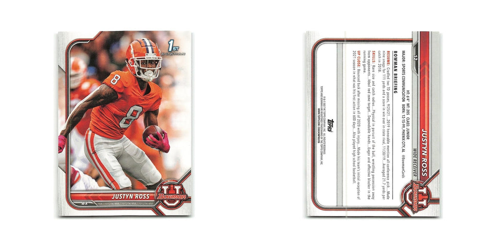 Justyn Ross 2022 Bowman University #12 Clemson Tigers Football Card NM