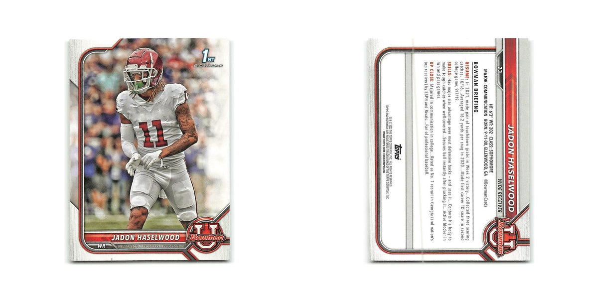 Jadon Haselwood 2022 Bowman University #23 Arkansas Razorbacks Football Card NM