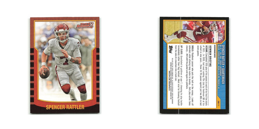 Spencer Rattler 2022 Bowman University #2KB-11 Oklahoma Sooners Football Card NM