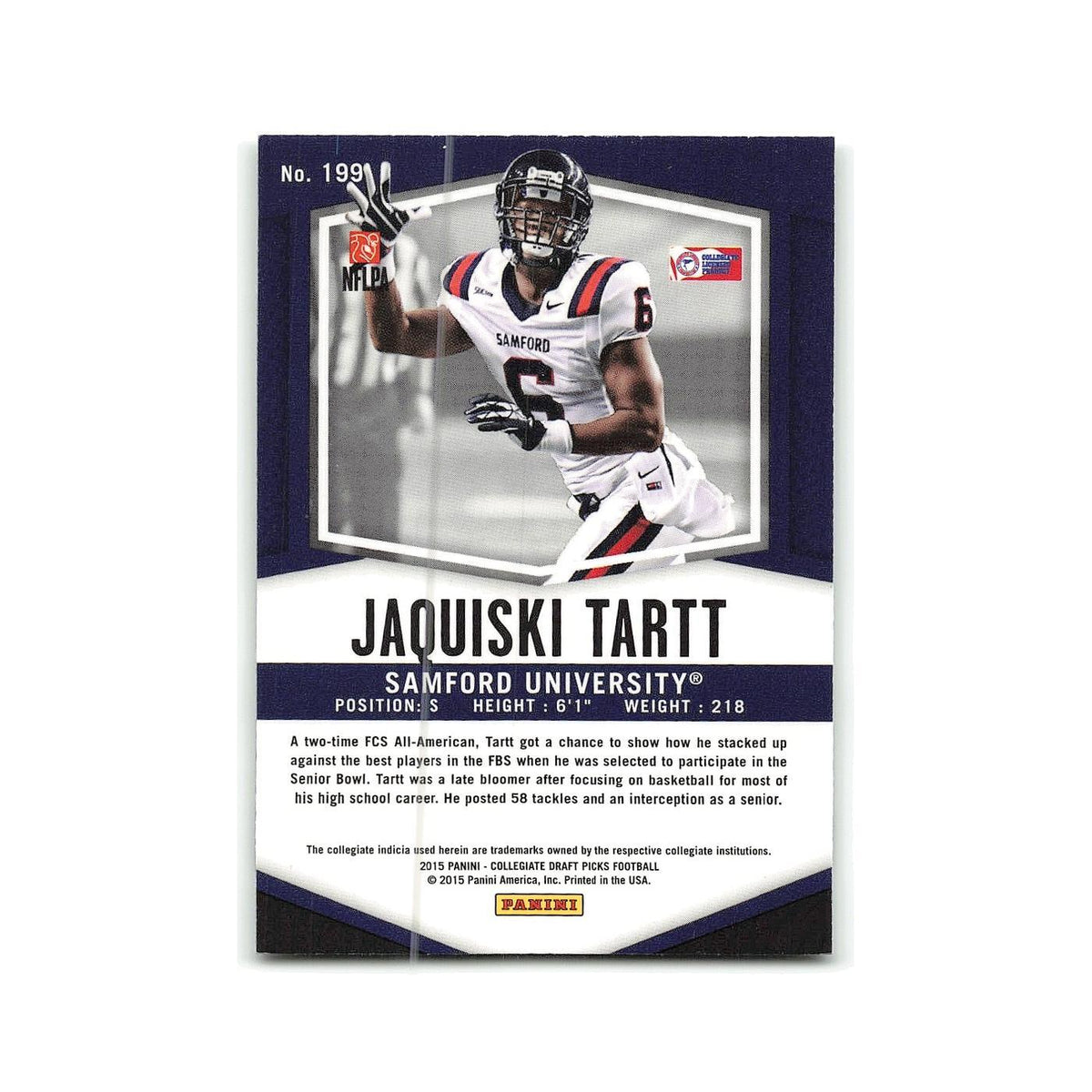 Jaquiski Tartt Rookie 2015 Panini Prizm Collegiate Draft Picks #199 NM