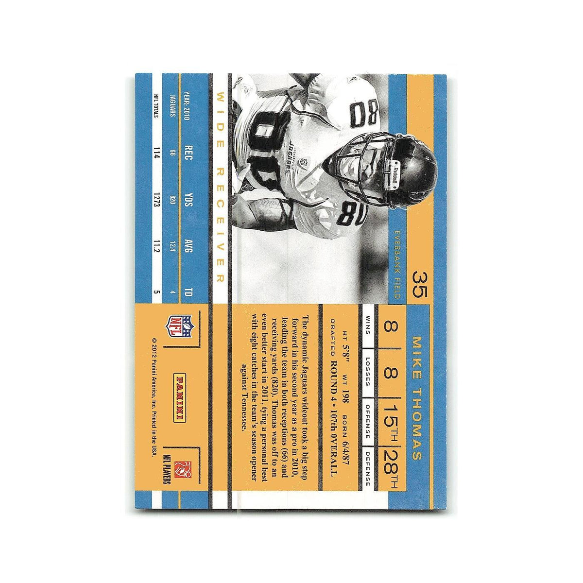 Mike Thomas 2011 Playoff Contenders #35 Jacksonville Jaguars Football Card NM