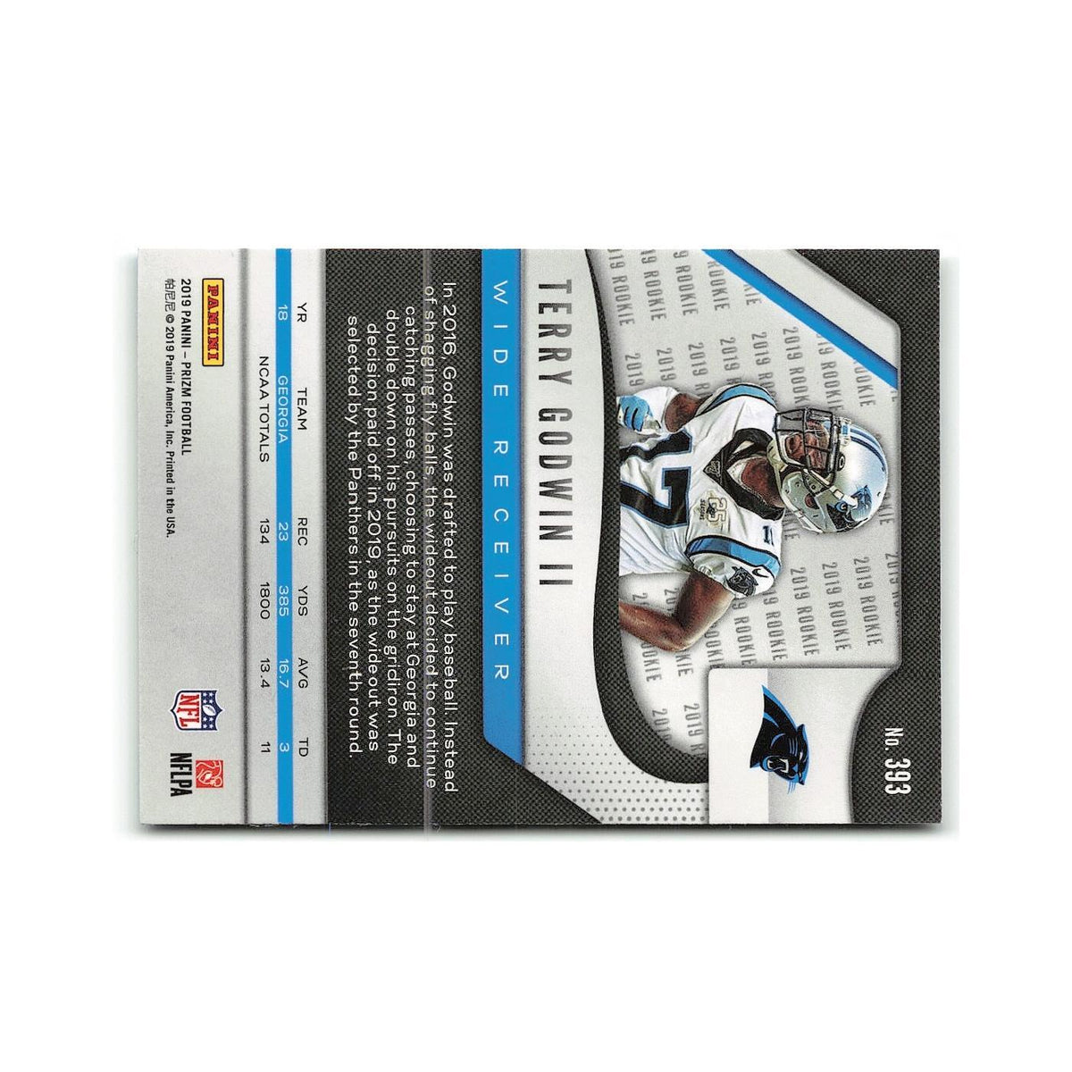 Terry Godwin II 2019 Panini Prizm #393 Carolina Panthers Football Card NM