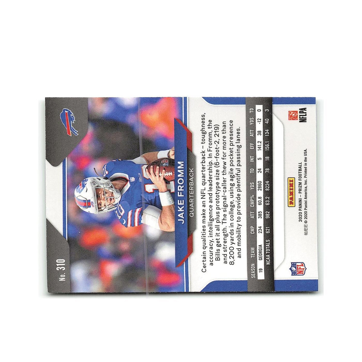 Jake Fromm Rookie 2020 Panini Prizm #310 Buffalo Bills Football Card NM