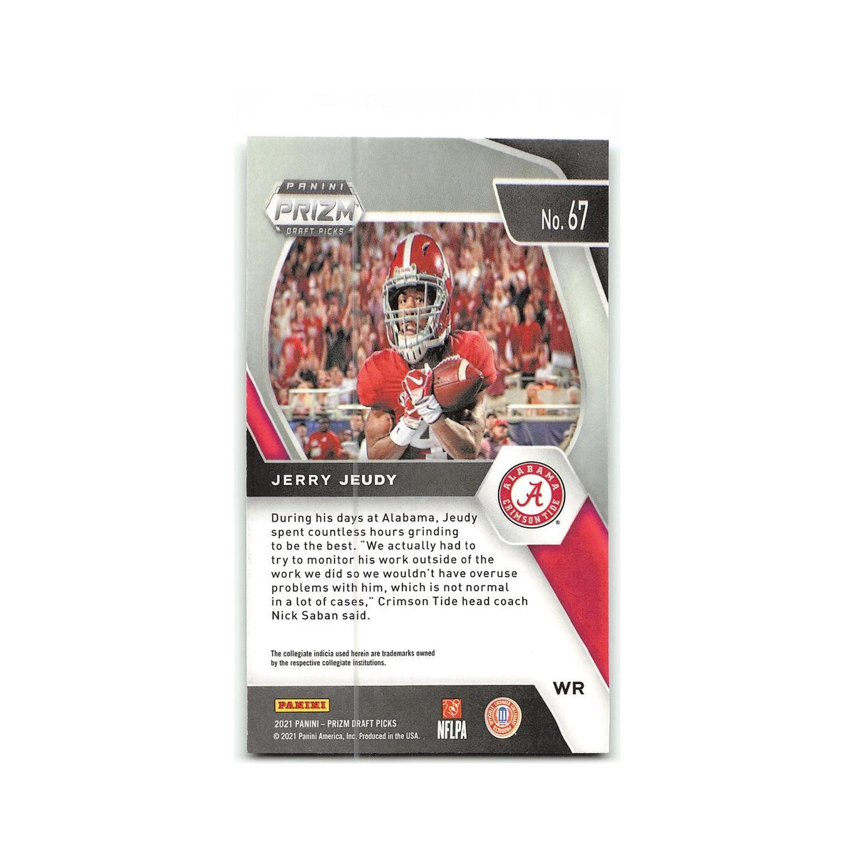 Jerry Jeudy 2021 Panini Prizm Draft Picks Collegiate #67 Alabama Crimson Tide NM
