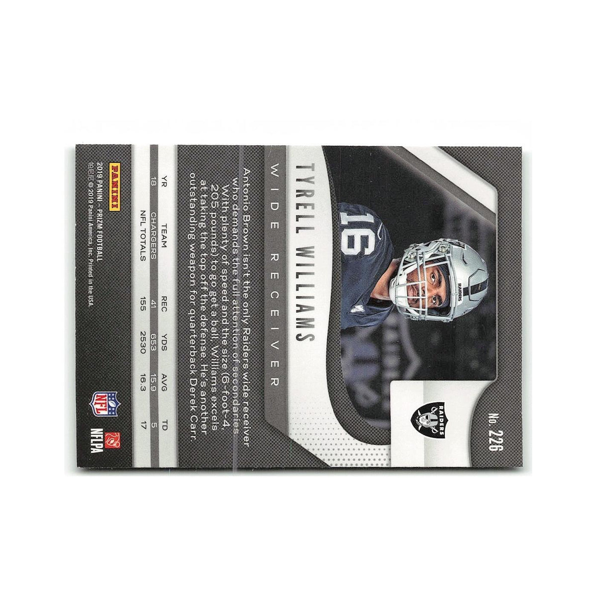Tyrell Williams 2019 Panini Prizm #226 Oakland Raiders Football Card NM