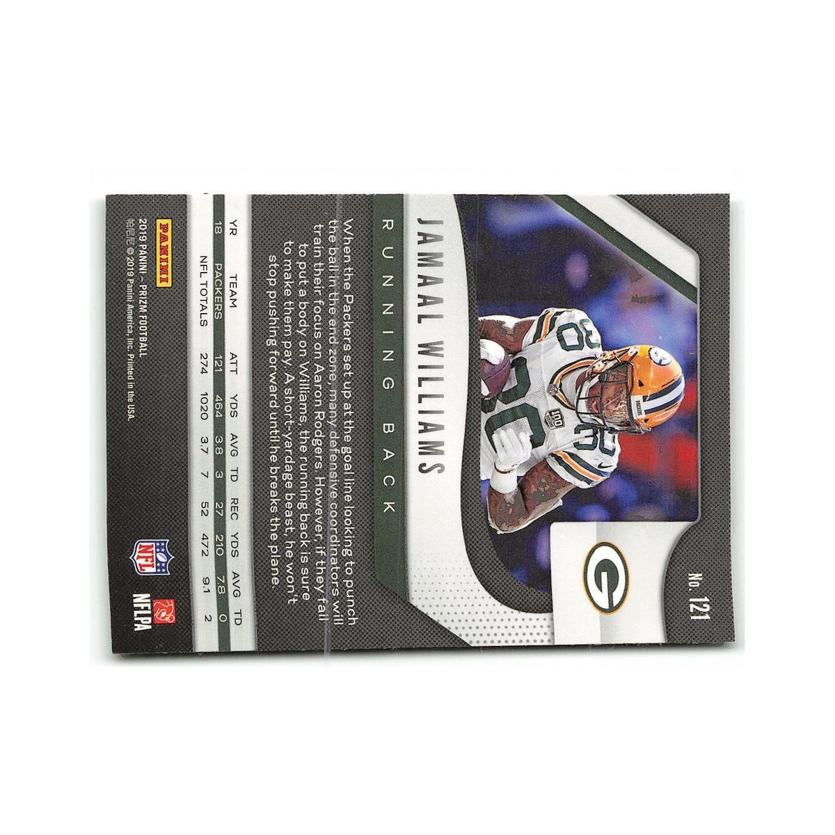 Jamaal Williams 2019 Panini Prizm #121 Green Bay Packers Football Card NM