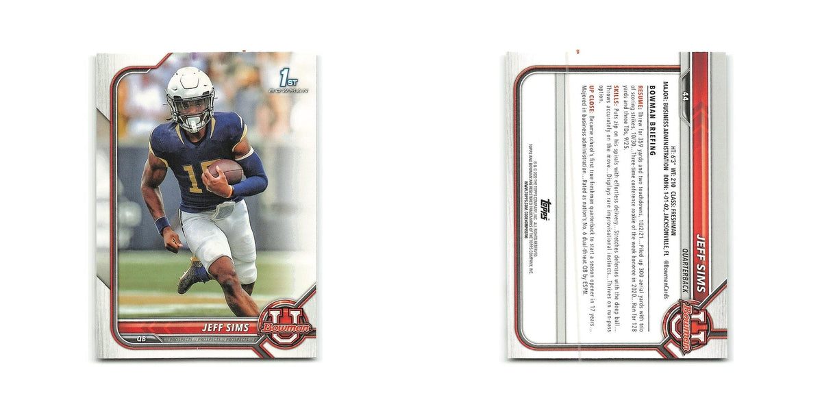 Jeff Sims 2022 Bowman University #44 Georgia Tech Yellow Jackets NM