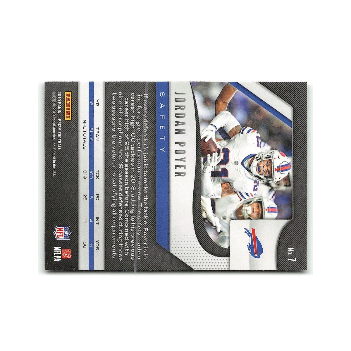 Jordan Poyer 2019 Panini Prizm #7 Buffalo Bills Football Card NM